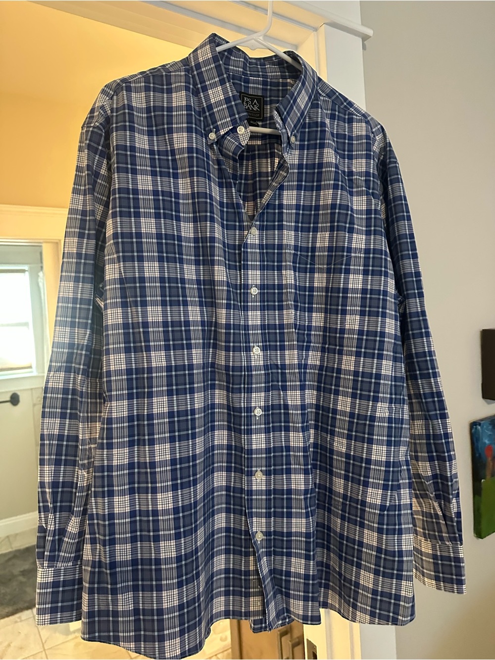 Jos. A. Bank Blue and White Plaid Button-Down Shirt